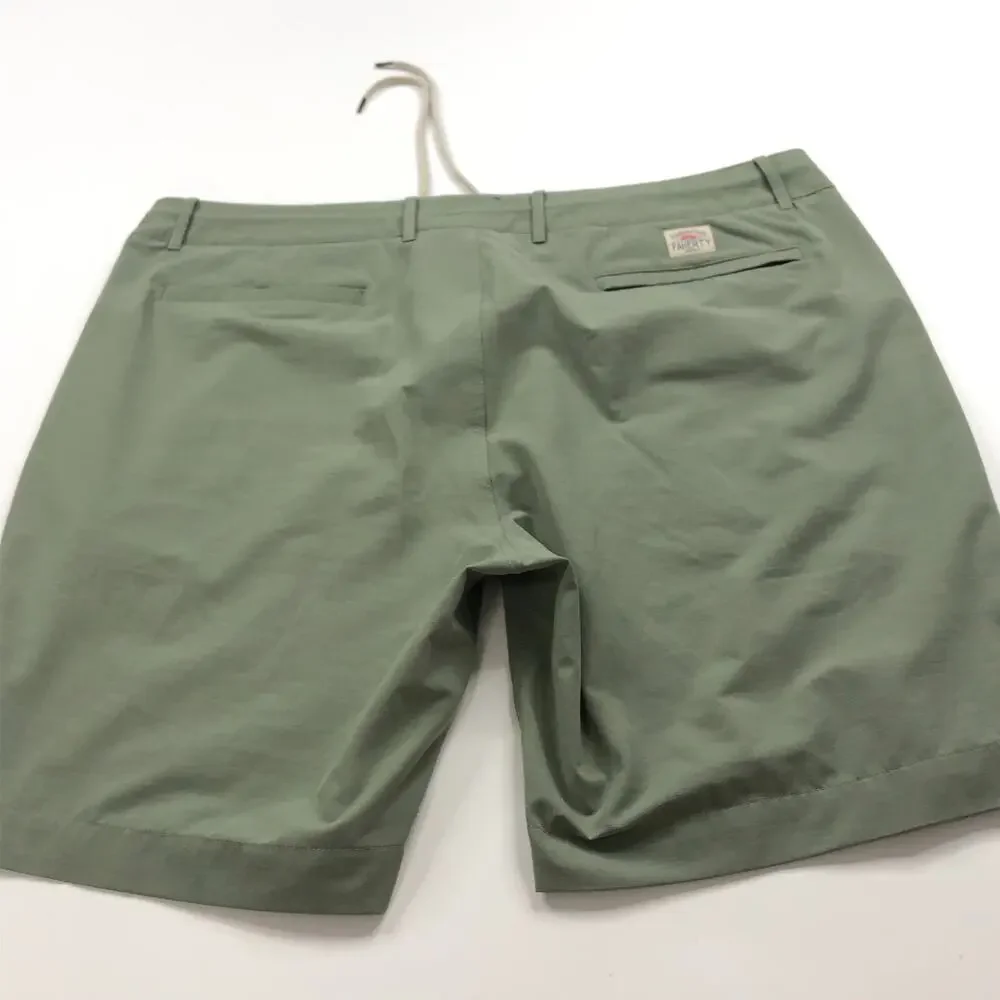 Faherty All Day Shorts 42 (Fit 42In) Stretch Flat Front Chino Green MSC0012
